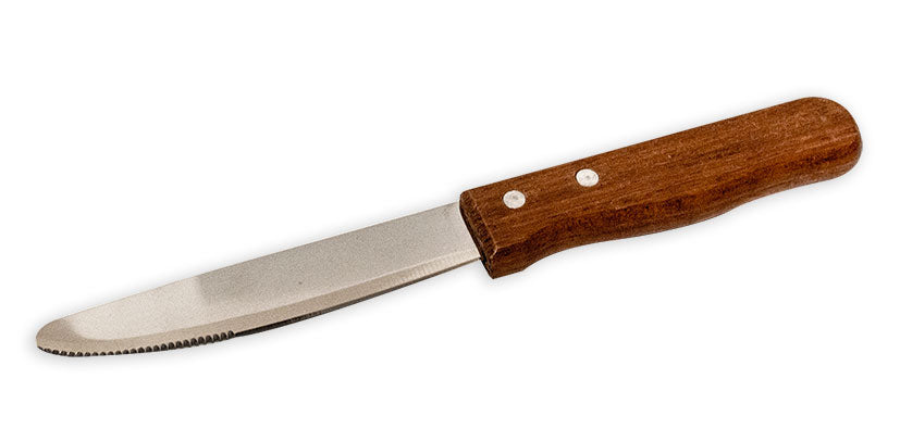 Cuchillo mango de madera 5" punta redonda