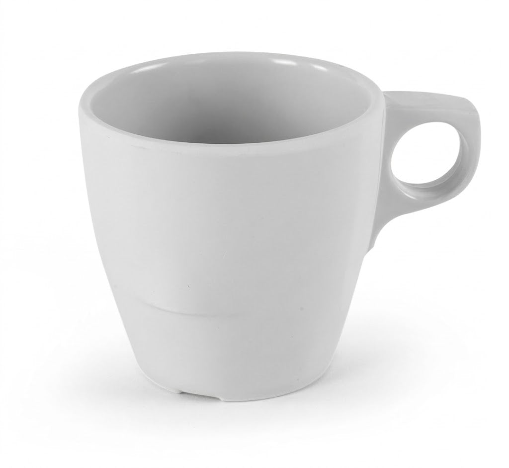 Taza estibable blanca de 227ml melamina
