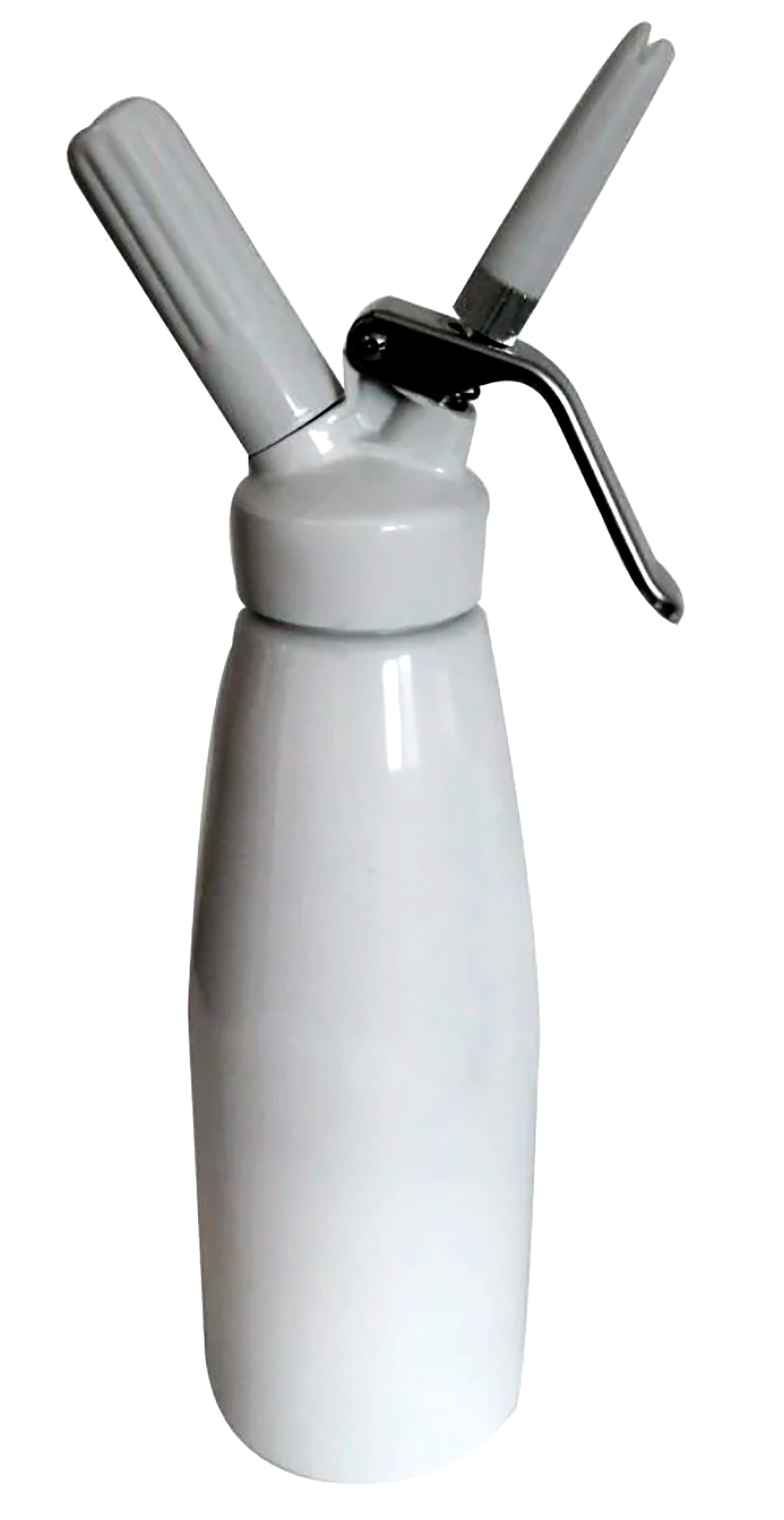 Dispensador de crema batida por medio&nbsp;de crema base y gas comprimido.