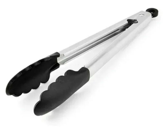 Pinza acero inoxidable punta de plástico negra 17cm